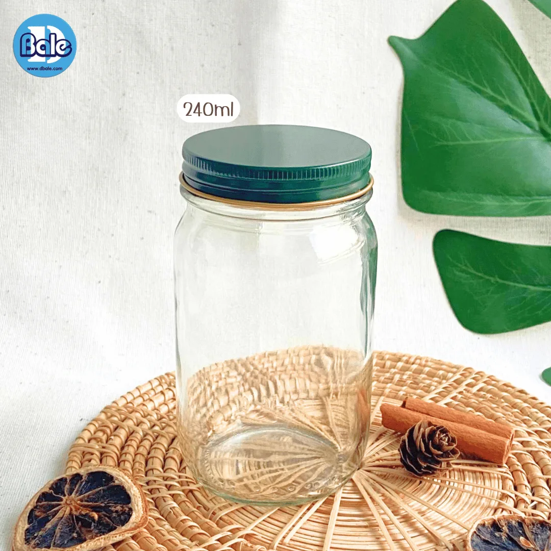w917SR 240ml. ขวดยาหม่องเนื้อแก้ว สีใสฝาเขียว