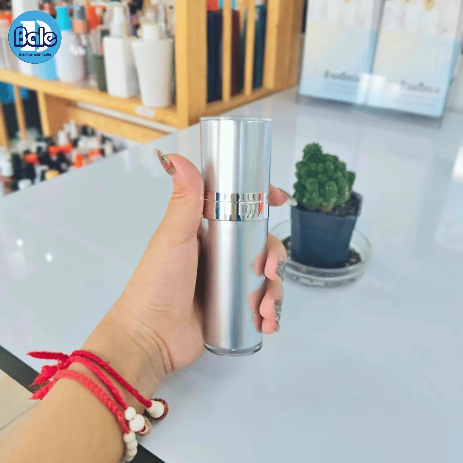 pu0013 ขวดปั๊มสูญญากาศ รุ่น ขนาด 30ml. สีเงิน 30ml.