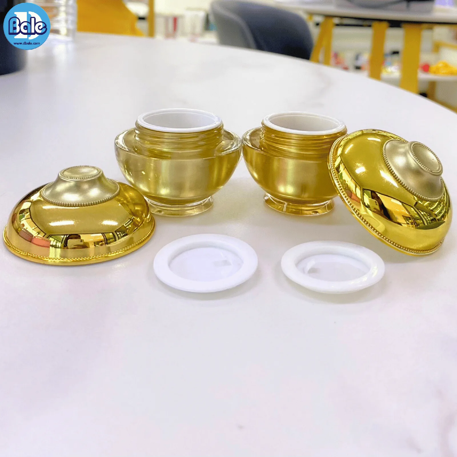 k0220 กระปุกครีมทรงบาตรทองเงา 5g., 10g.