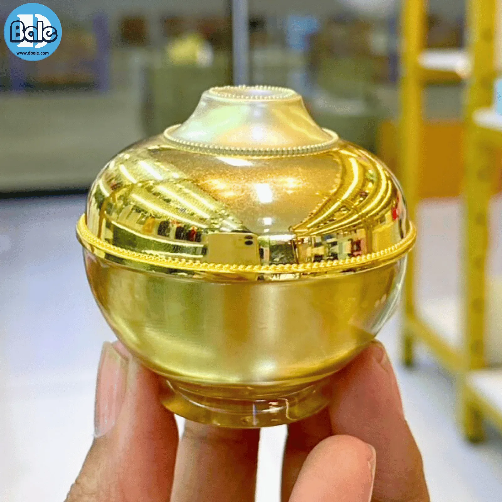 k0220 5g. กระปุกครีมทรงบาตรทองเงา 5g.