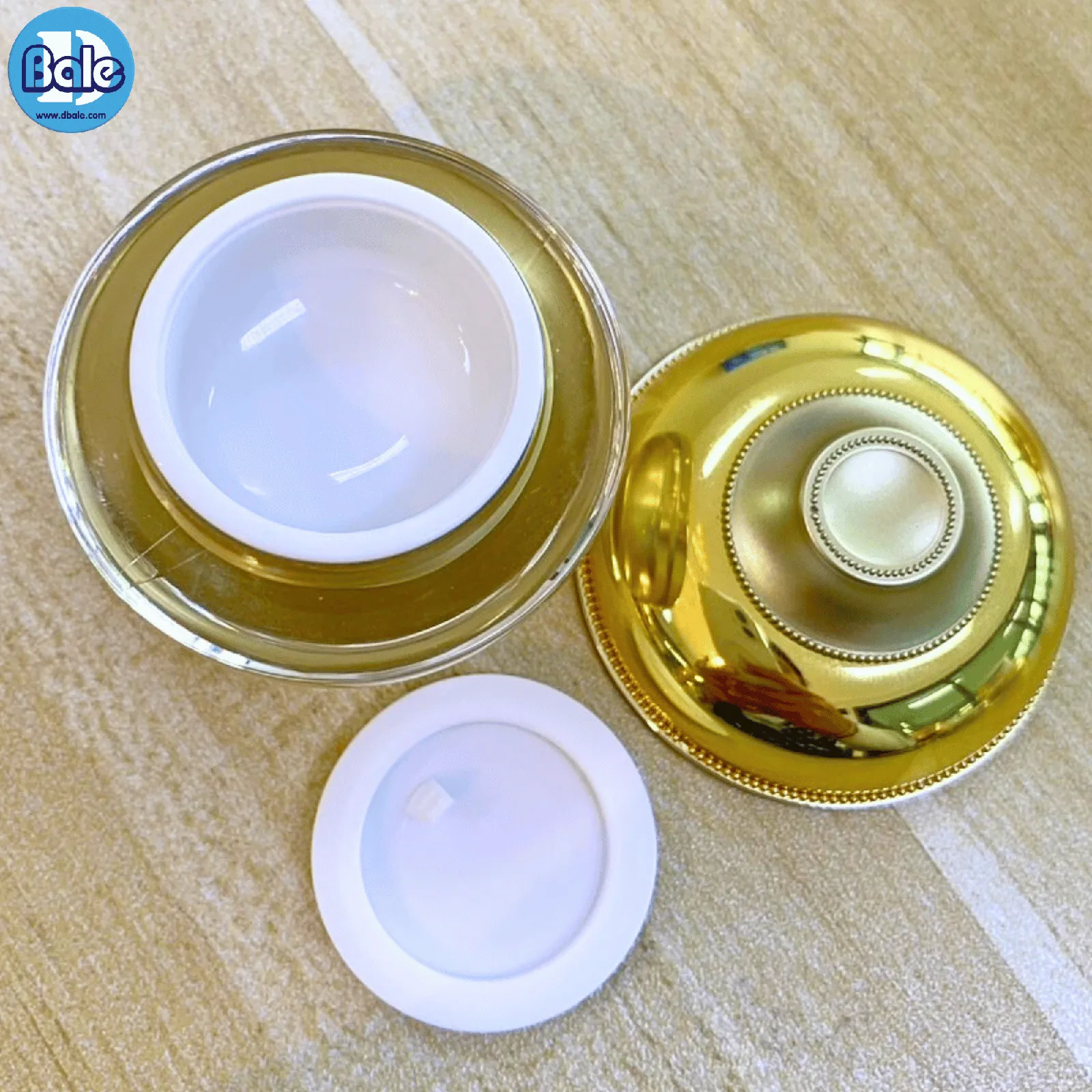 k0220 กระปุกครีมทรงบาตรทองเงา 5g., 10g.