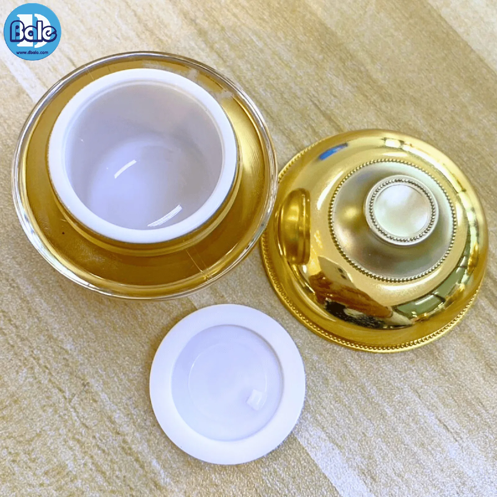 k0220 กระปุกครีมทรงบาตรทองเงา 5g., 10g.