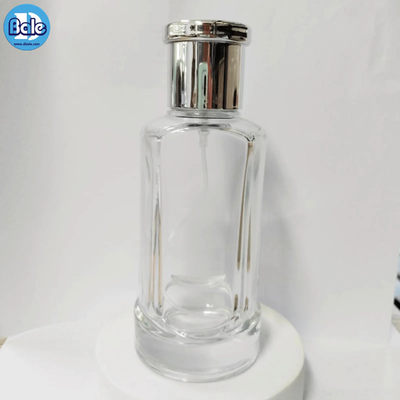 jpf204 80ml. ขวดน้ำหอมแก้ว สีใสฝาเงินเงา