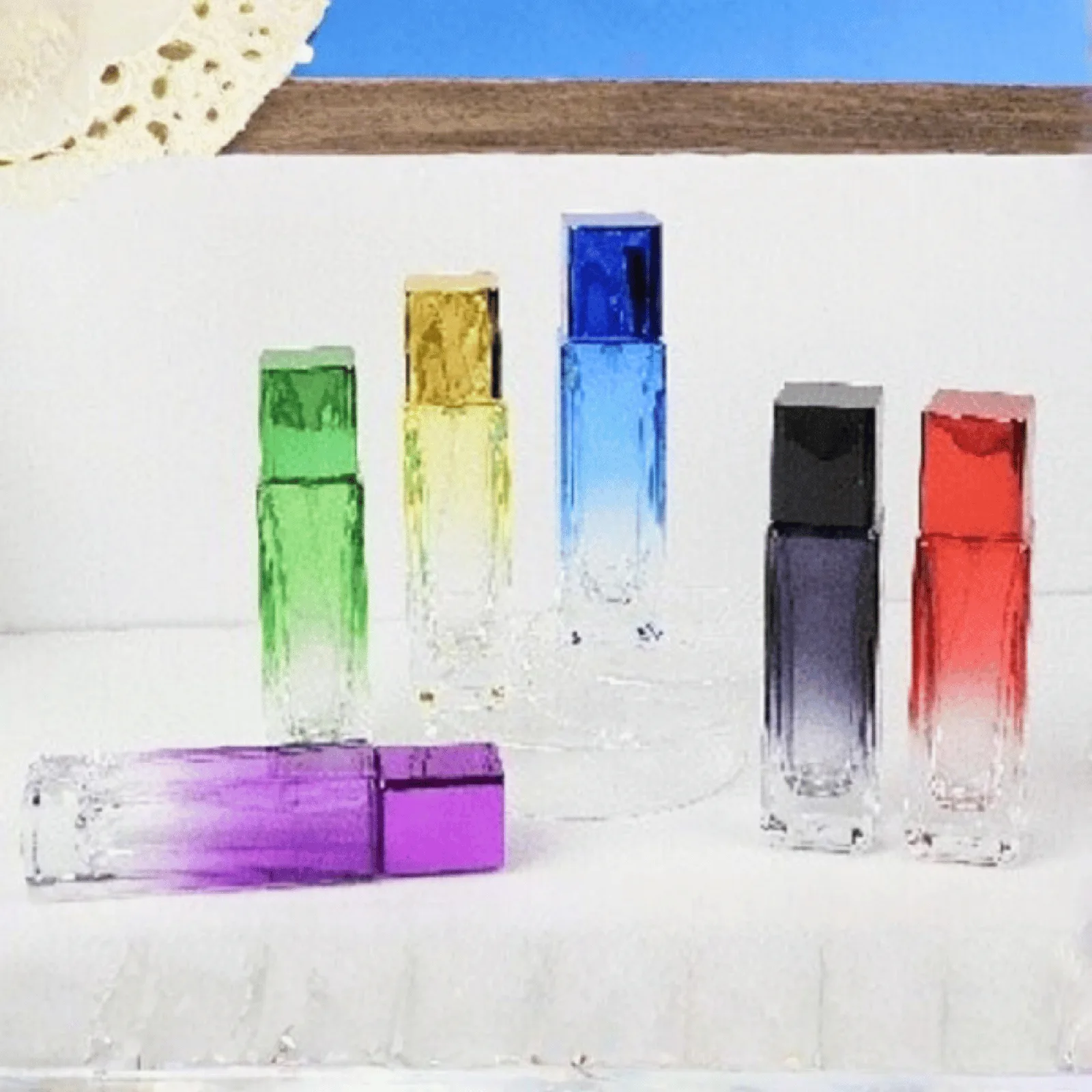 jpf196 30ml. ขวดแก้วน้ำหอม สีม่วง, แดง, ดำ, ฟ้า, เขียว, เหลือง