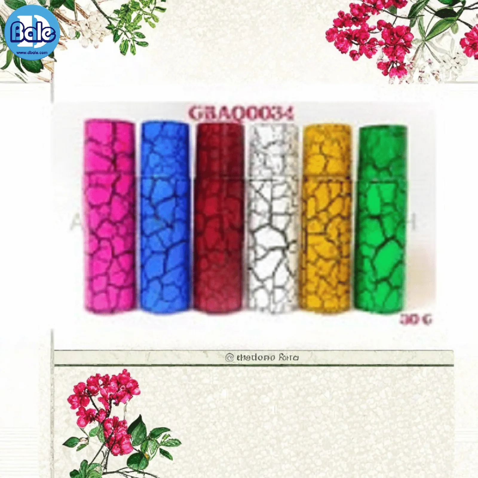 jpf194 30ml. ขวดน้ำหอมลายร้าว สีชมพู, ฟ้า, เหลือง, แดง, ขาว, เขียว