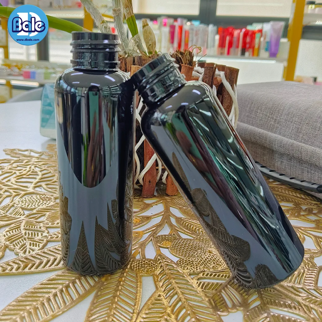 pet-003 60ml. ขวดพลาสติกทรงกลมไหล่าตัด สีดำ 60ml.