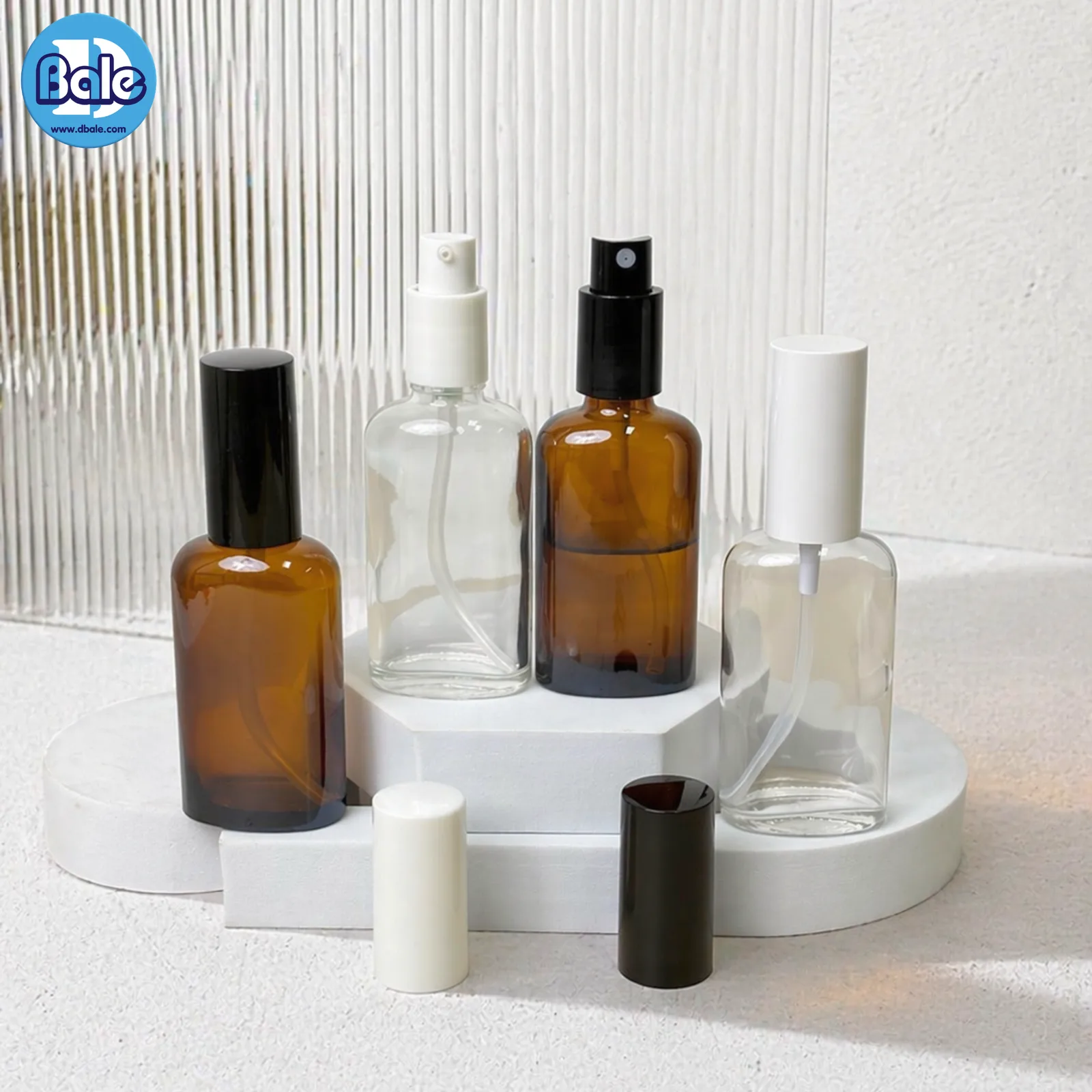 c012 50ml. ขวดแก้วทรงแบน+หัวปั๊ม สีใส, ชาใส 50ml.