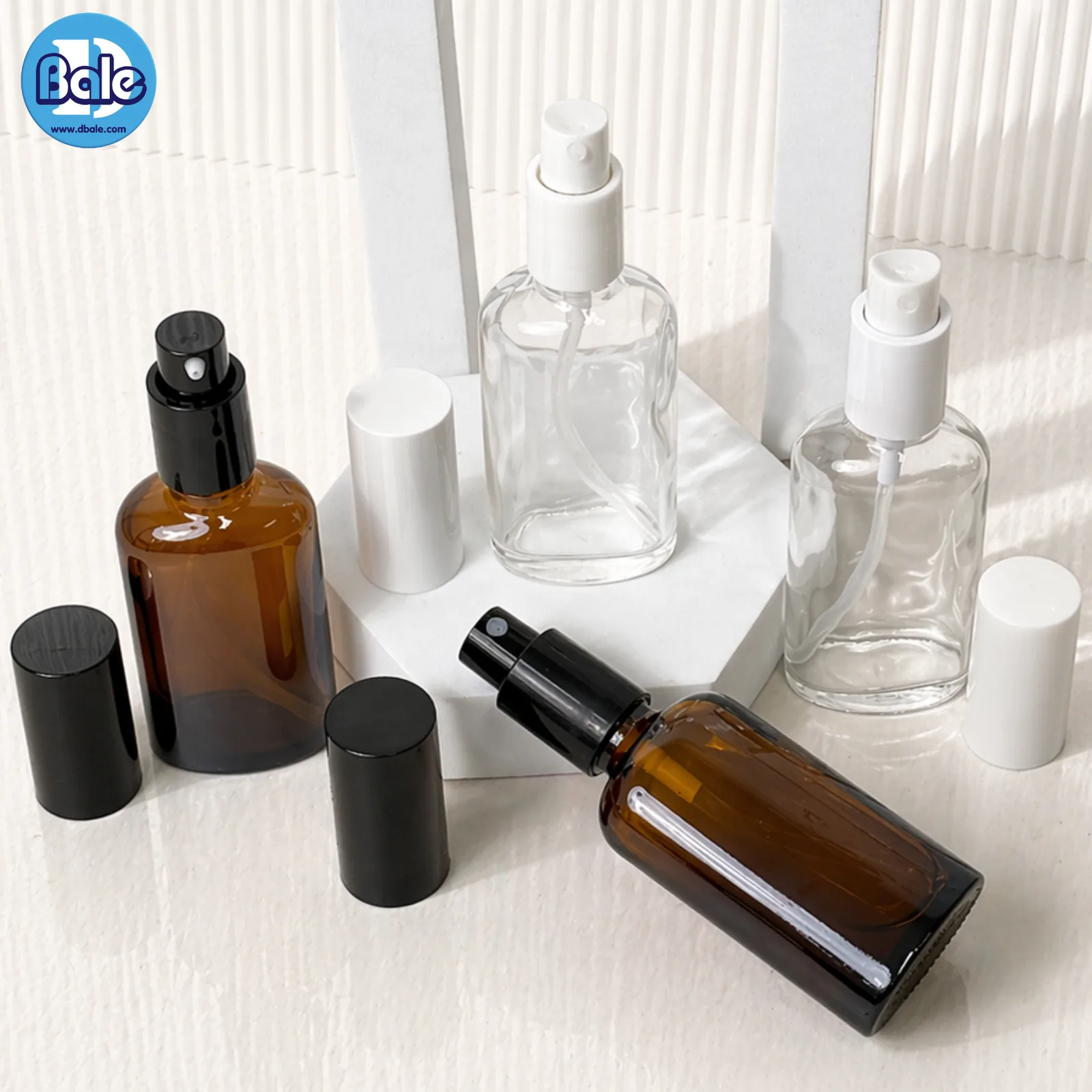 c012 50ml. ขวดแก้วทรงแบน+หัวสเปรย์ สีใส, ชาใส 50ml.