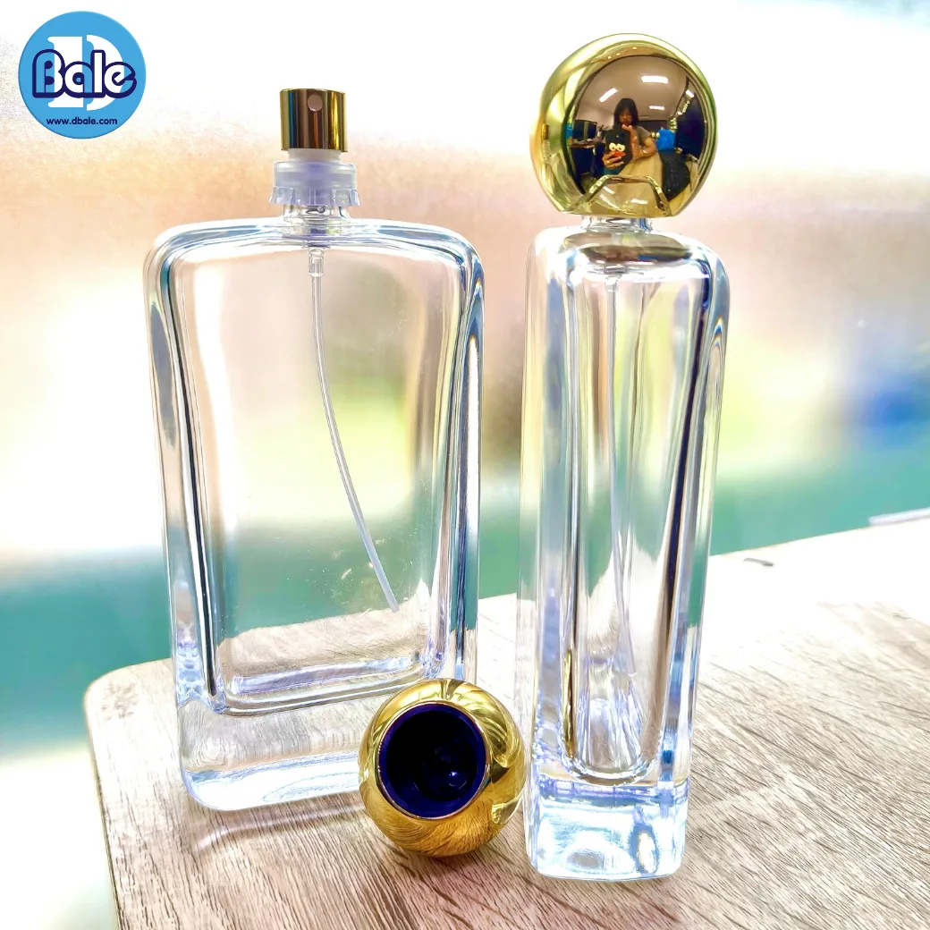 jpf224 100ml. ขวดน้ำหอม ทรงเหลี่ยม ฝาสเปรย์ทรงกลม สีทองเงา