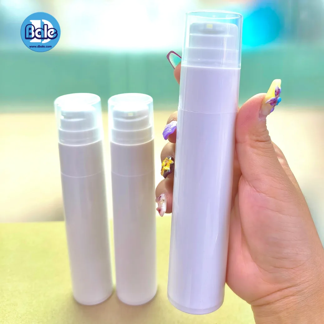db96 50ml. ขวดปั๊มยาสีฟัน(สุญญากาศ) สีขาวหัวปั๊มขาวฝาครอบใส