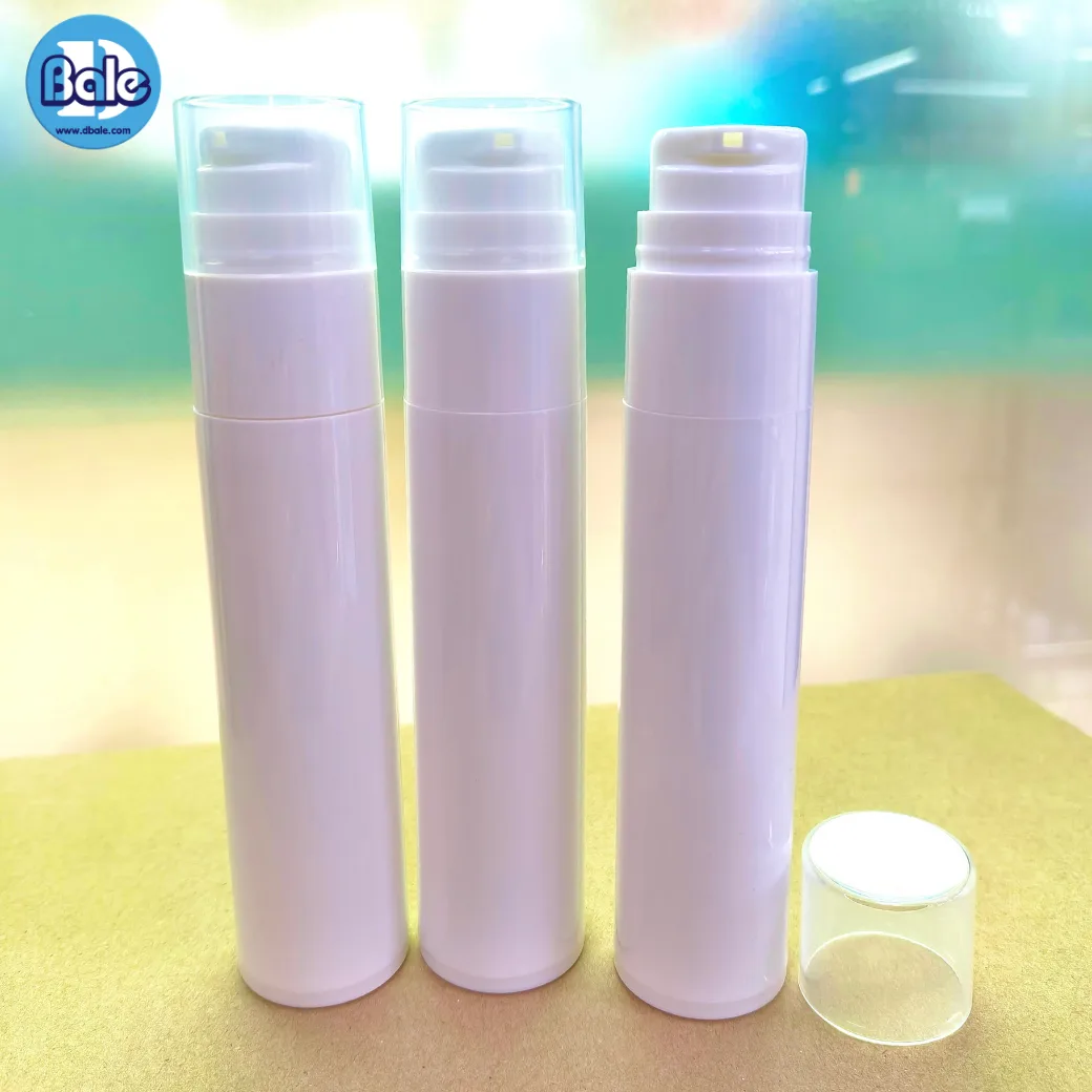 db96 50ml. ขวดปั๊มยาสีฟัน(สุญญากาศ) สีขาวหัวปั๊มขาวฝาครอบใส