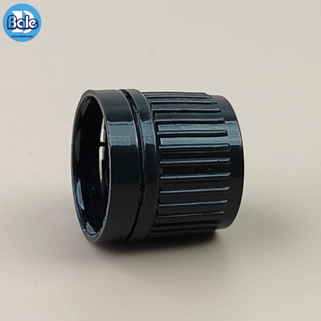 jy-stopper #18mm. ฝาเกลียวฉีกพลาสติกบาง สีดำ 18mm.