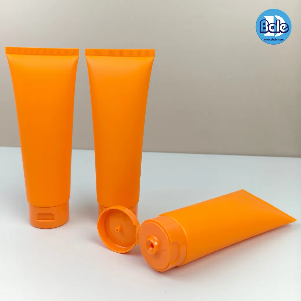 frt-010 หลอดพลาสติก5ชั้น ทรงกลม สีส้มด้าน 120ml